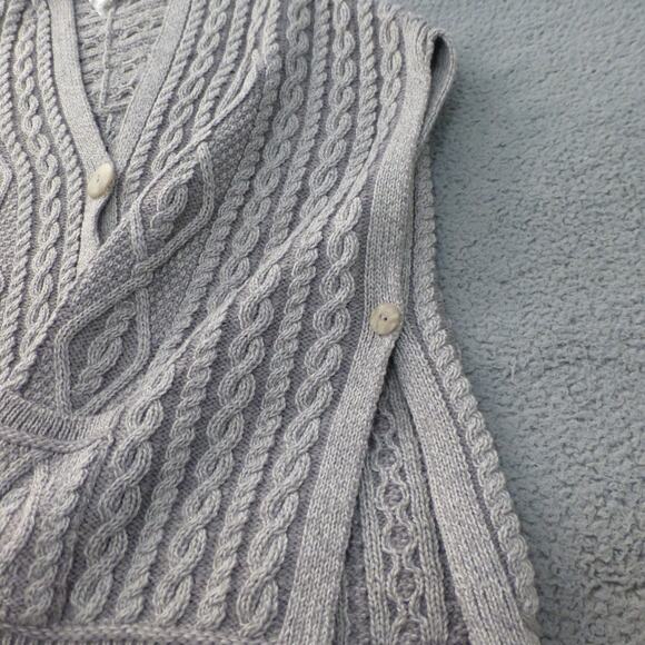 Aran Crafts Sweater Womens XL XXL Cable Knit Wool Irish Fisherman Cape Gray - Picture 5 of 8